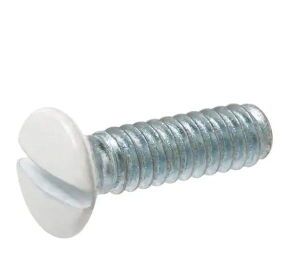 Photo 1 of 10 PACK #6-32 x 1 in. White Slotted Drive Oval-Head Switch Plate Machine Screw (25-Piece)
