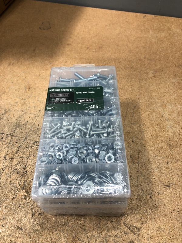 Photo 2 of ** SETS OF 3 **
405-Piece Zinc-Plated Machine Screw Kit
