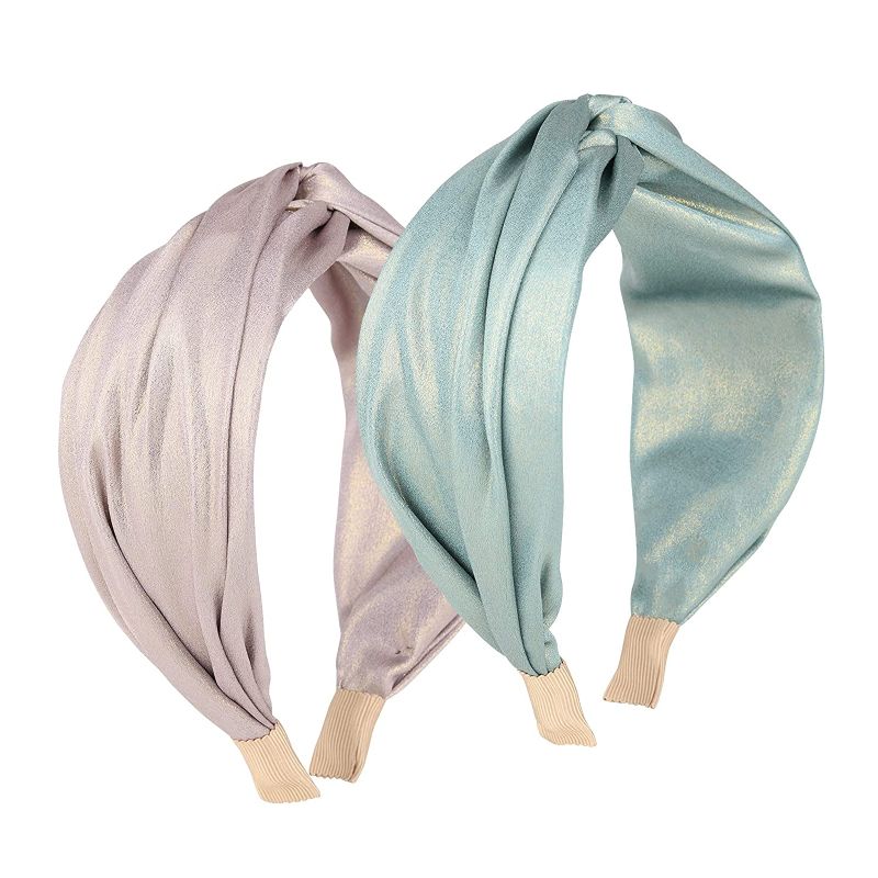 Photo 1 of Sluxa Knotted Headband for Women, Wide headbands for women, Satin Hairdband, Green Pink Bulk Hard Twist Stain Headbands for Women.
Size	One size