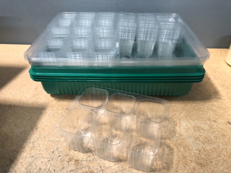 Photo 4 of Grenebo XL Seed Trays : Reusable 4 Pack Propagators BPA Free Seed Trays with Lids Humidity Adjustable for Greenhouse Plant Germination Seeds Starting
