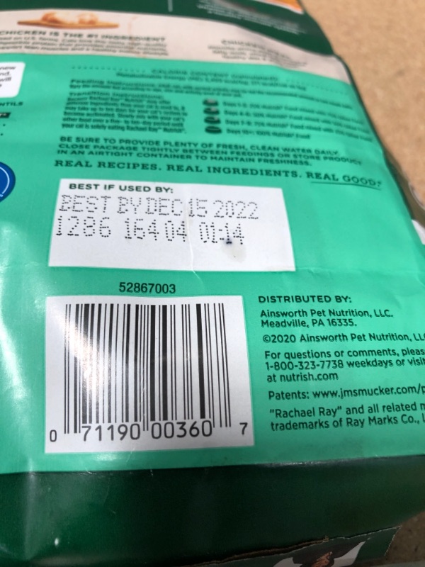 Photo 3 of *** EXP: DEC 15 2022 ***     ** SETS OF 3 **
Rachael Ray Nutrish Indoor Complete Premium Natural Dry Cat Food, Chicken with Lentils & Salmon Recipe, 3 Pounds (Packaging May Vary)
