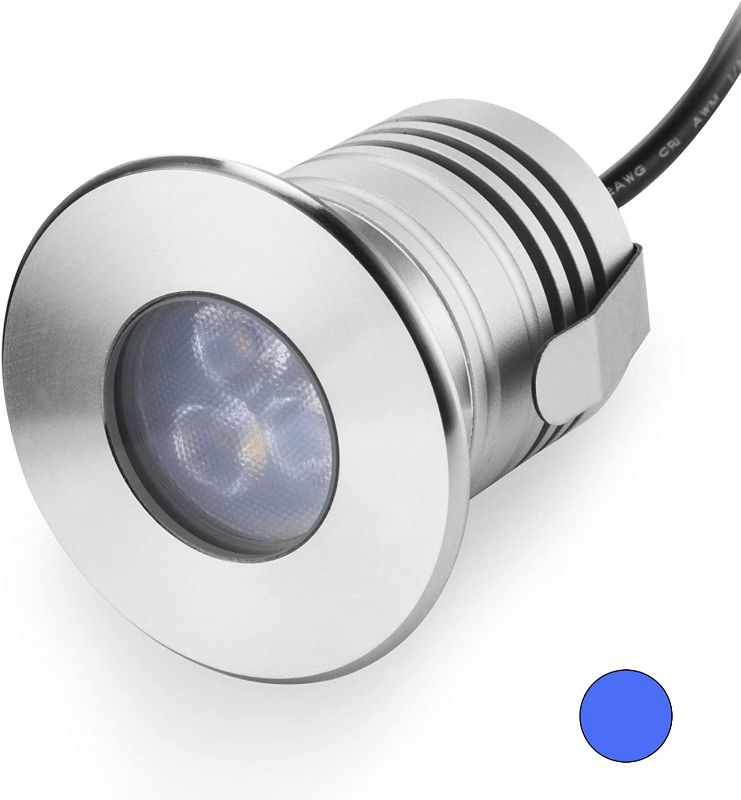 Photo 1 of CNBRIGHTER LED Underwater Pool Lights, 3W 12V-24V DC, IP68 Waterproof, Stainless Steel Aluminum, lamp blue 