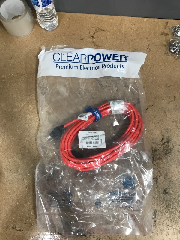 Photo 2 of Clear Power 25 ft Outdoor Extension Cord 16/3 SJTW, 3-Prong Grounded Plug, Orange, Water & Weather Resistant, Flame Retardant, General Purpose Power Cord for Lawn & Garden, DCOC-0116-DC