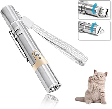 Photo 1 of 2 Cat Laser Toy, 3 Modes and 5 Patterns Cat Red Light Pointer, Rechargeable Laser Pointer for Indoor Cats, Lazer Pointer Toy for Cats and Dogs