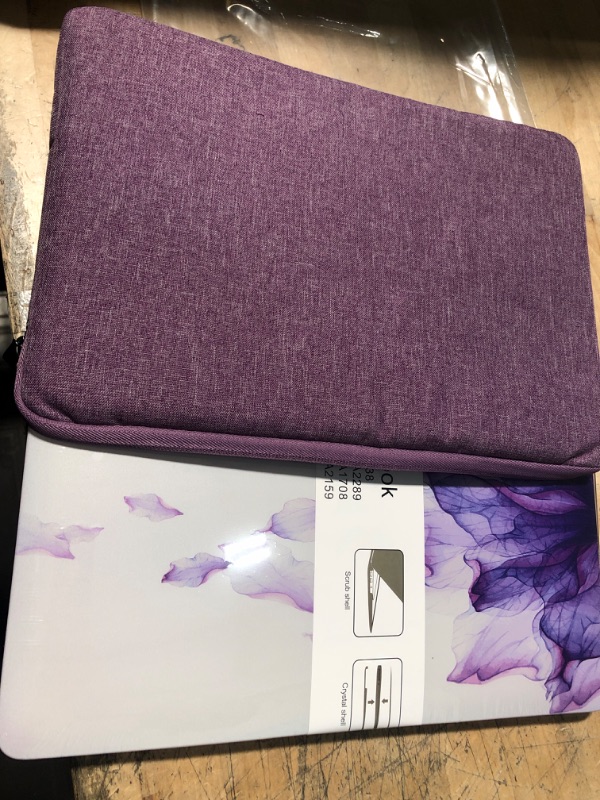 Photo 2 of KECC Compatible with MacBook Pro 13'' Case 2020-2022 Touch Bar M2 A2338 M1 A2289 A2251 Protective Plastic Hard Shell + Keyboard Cover + Sleeve + Screen Protector + USB (Purple Flower)
