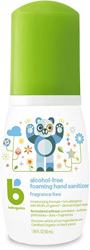 Photo 1 of Babyganics Foaming Pump Hand Sanitizer, Alcohol Free, Travel Size, Fragrance Free, Kills 99.9% of Germs, 1.69oz- (Pack of 6)
