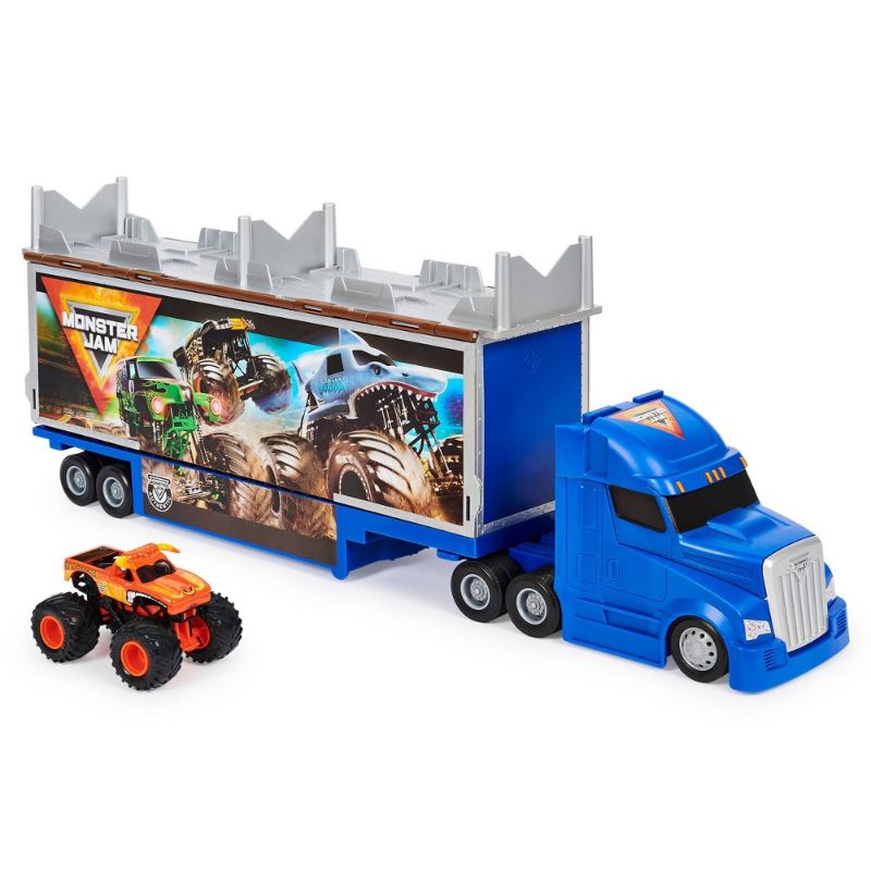 Photo 1 of Monster Jam Official 2-in-1 Transforming Hauler Playset with Exclusive 1:64 Scale El Toro Loco Die-Cast Monster Truck Toy
