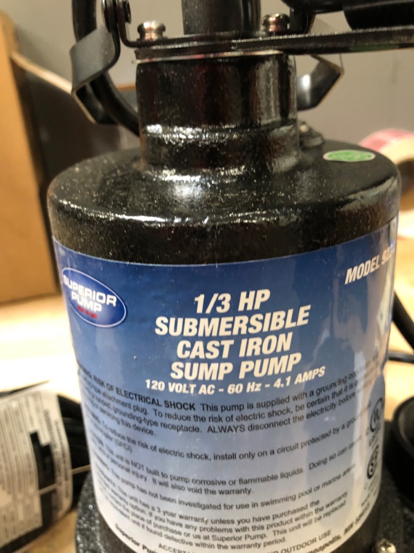 Photo 1 of 1/3 HP Submersible Cast Iron Sump Pump
