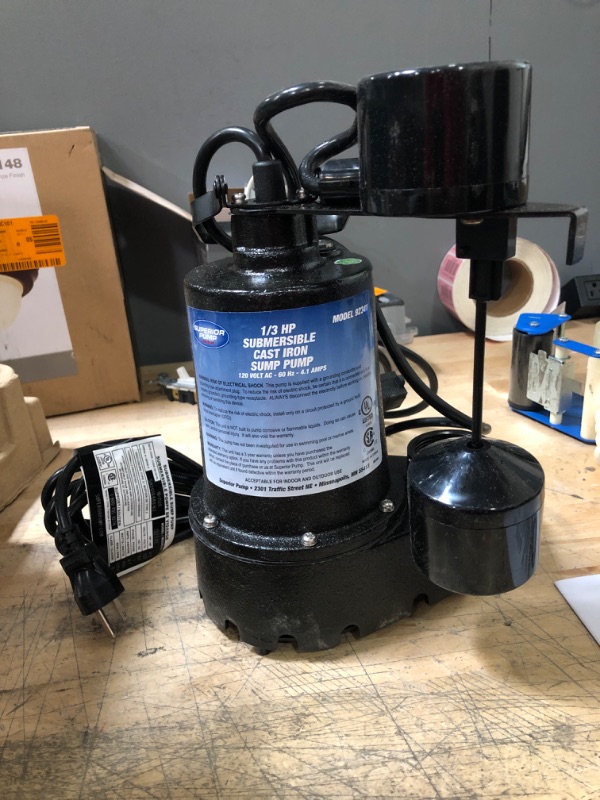 Photo 2 of 1/3 HP Submersible Cast Iron Sump Pump
