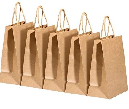 Photo 1 of  Brown Gift Bags with Handles Bulk,8"x4.5"x10.8" 50Pcs,Brown Paper Bags with Handles 