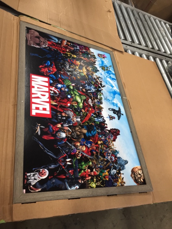 Photo 2 of *frame is broken in the center, see photo**
POSTER STOP ONLINE Marvel Comics Universe - Framed Comic Poster/Print (All Marvel Characters) (Size 36" x 24")
