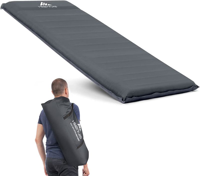 Photo 1 of **size:77x31
Hikenture Self Inflating Camping Mattress Pad with Pillow, 9.5 R Value UltraThick Sleeping Pad for 4-Season, 3 inches Foam Camping Mat with Better Support, Insulated Camping Pad for Tent, Car Camping
