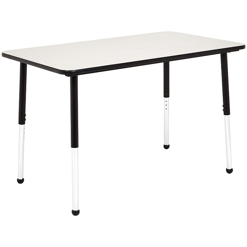 Photo 1 of Amazon Basics 30 x 48 Inch Rectangular School Activity Kids Table, Ball Glide Legs, Adjustable Height 19-30 Inch, Grey and Black
