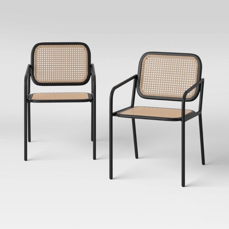 Photo 1 of Boda 2pk Caning Patio Dining Chairs - Black - Project 62™
