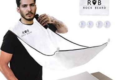 Photo 1 of Bundle of 2 
Rock Beard Catcher, Men's Non-Stick Material Beard Apron, for Styling and Trimming, One Size Fits Everyone (White)