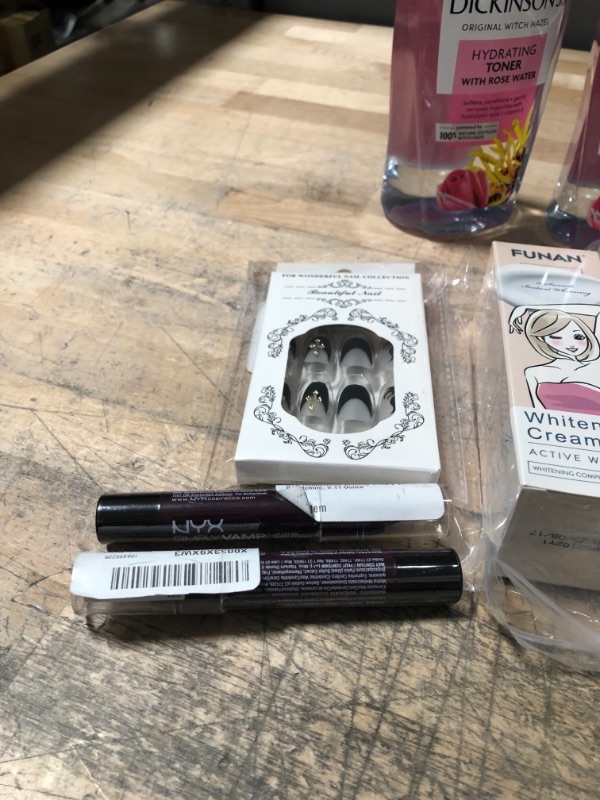 Photo 2 of Home Goods Bundle Self Care Products
Whitening Cream, Nail Press On, Lip Cream, Hydrating Toner, Shampoo Miscellaneous 