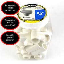 Photo 1 of 3/4 in. x 3/4 in. x 1/2 in. PVC Tee Pro Pack (20-Pack)
