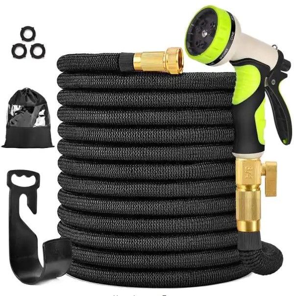 Photo 1 of 3/4 in. 100 ft. Expandable Garden Hose Flexible Water Hose with 10 Function Nozzle Durable 3750D Water Hose
