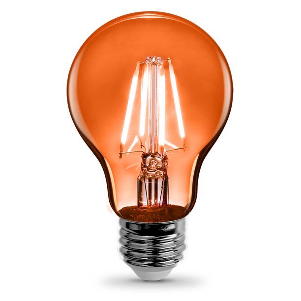 Photo 1 of Feit Electric Orange A19 LED Light Bulb 40W Equivalent 4.5 Watt Filament Clear Glass E26 Medium Base Dimmable 2 Pack
