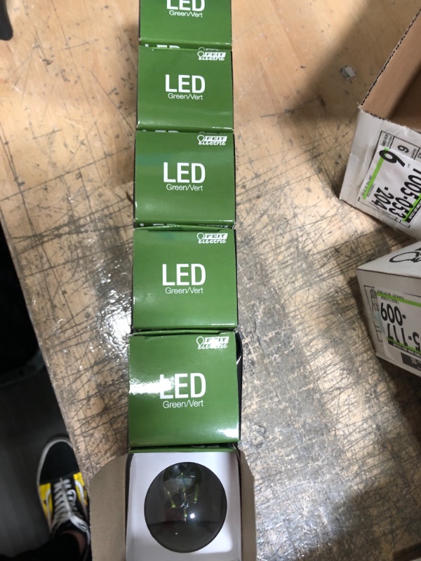 Photo 2 of Feit Electric
25-Watt Equivalent A19 Medium E26 Base Dimmable Filament Green Colored LED Clear Glass Light Bulb (6-Pack)