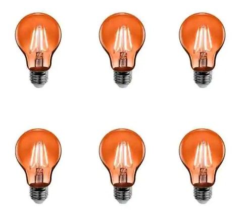 Photo 1 of Feit Electric
25-Watt Equivalent A19 Medium E26 Base Dimmable Filament Orange Colored LED Clear Glass Light Bulb (6-Pack)