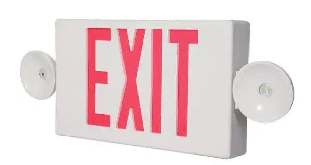 Photo 1 of LPXC Series 2.5-Watt White Integrated LED 2-Head Emergency Light Exit Sign Combo
