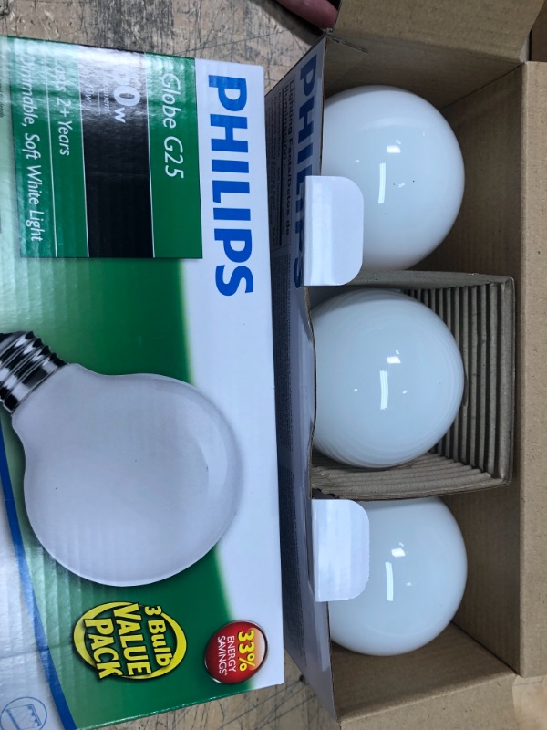 Photo 3 of 2-boxes *** 60-Watt Equivalent G25 Halogen Clear Decorative Globe Light Bulb (3-Pack)
