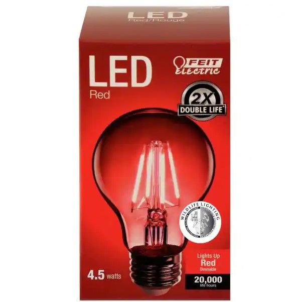 Photo 1 of 25-Watt Equivalent A19 Medium E26 Base Dimmable Filament LED Light Bulb Red Colored Clear Glass (6-Pack)