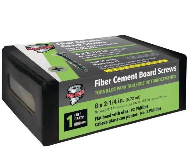 Photo 1 of 2pack ***#8 x 2-1/4 in Phillips Flat-Head Fiber Cement Board Screw