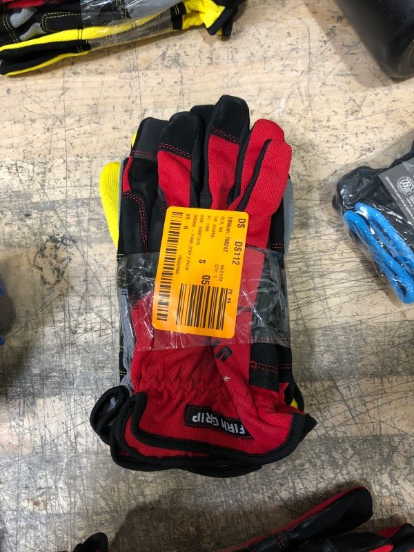 Photo 2 of Tough Utility Work Gloves, 3 Pair(Red/Gray/Yellow)
