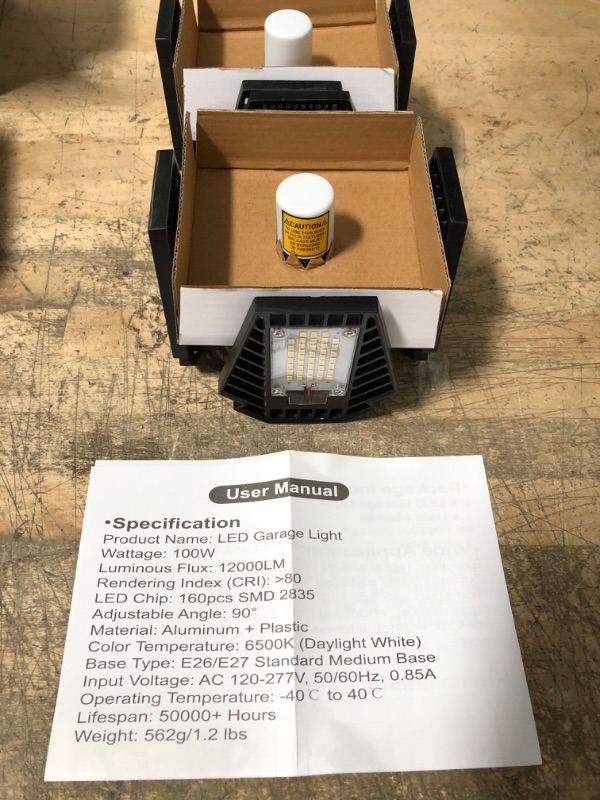 Photo 1 of 2-Pack LED garage light 