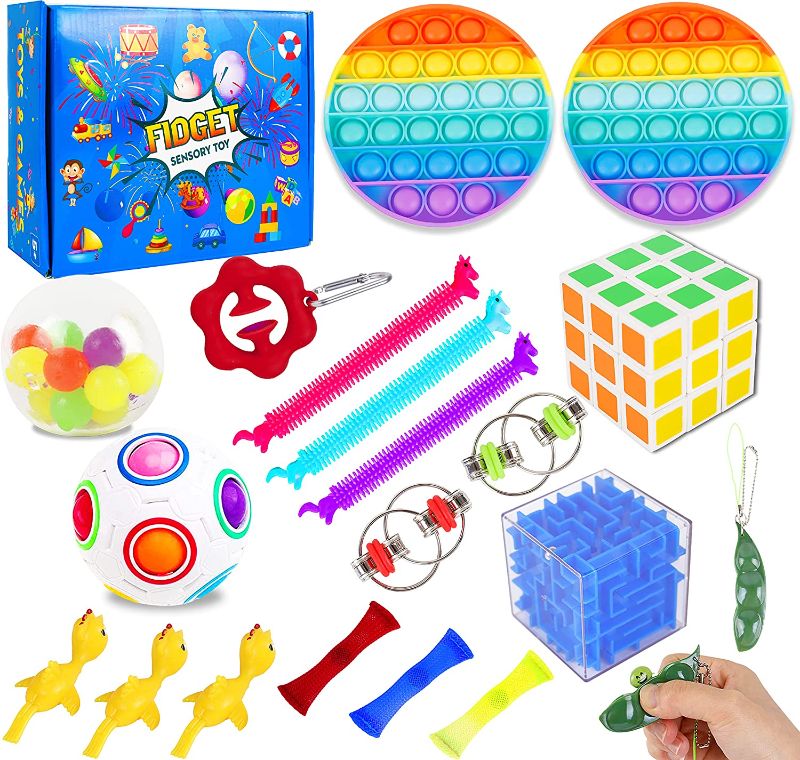 Photo 1 of 2 pack - 28PCS Pop Toy Cubes, Sensory Pack Plastic Push Bubble Bulk Hard Shell Gift Gifts Classroom Prize Prizes Set Stress Anxiety
