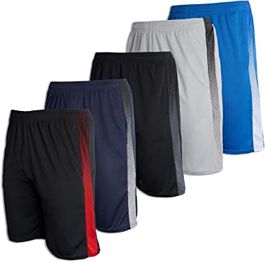 Photo 1 of Real Essentials 5 Pack: Men's Mesh Athletic Performance Gym Shorts with Pockets 