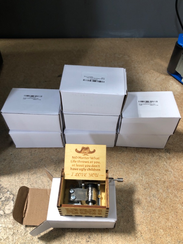 Photo 2 of 8 PACK: Ellinjan You are My Sunshine Wood Music Box, Ideal Gift for Fathers Day, Wooden Hand Crank Musical Boxes for Dad from Daughter/Son/Kids
