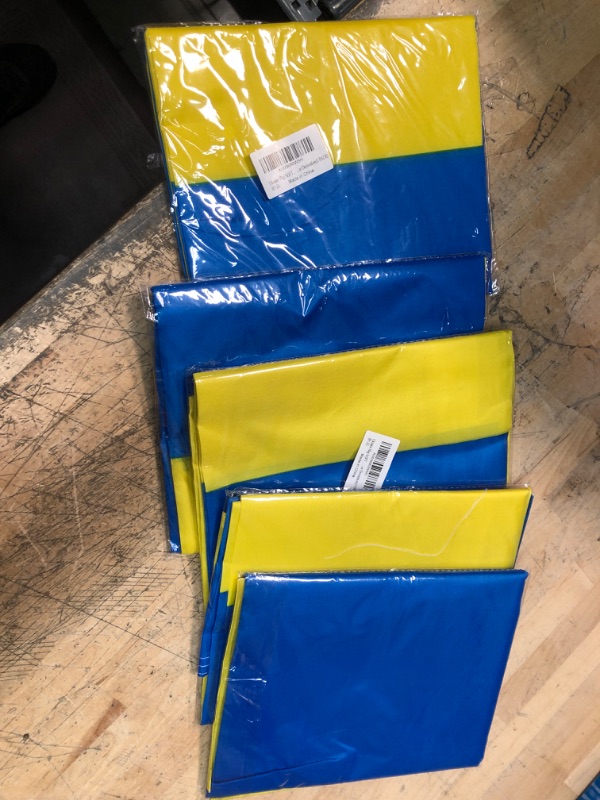 Photo 2 of 5-PACK ** Ukraine Flag 3x5FT, Outdoor Indoor Decoration Flag Double Stitched Polyester with Brass Grommets.
