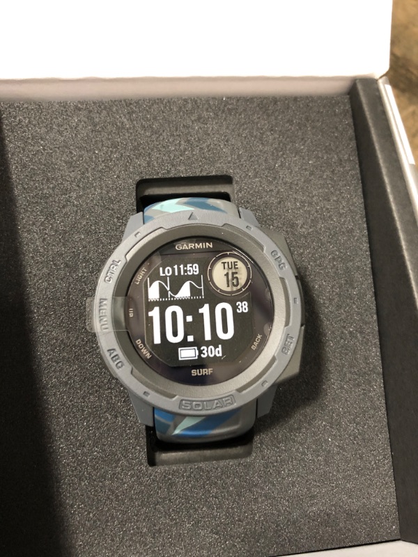 Photo 2 of Garmin Instinct Solar Surf, Rugged Outdoor Smartwatch with Solar Charging Capabilities, Tide Data and Dedicated Surfing Activity, Pipeline