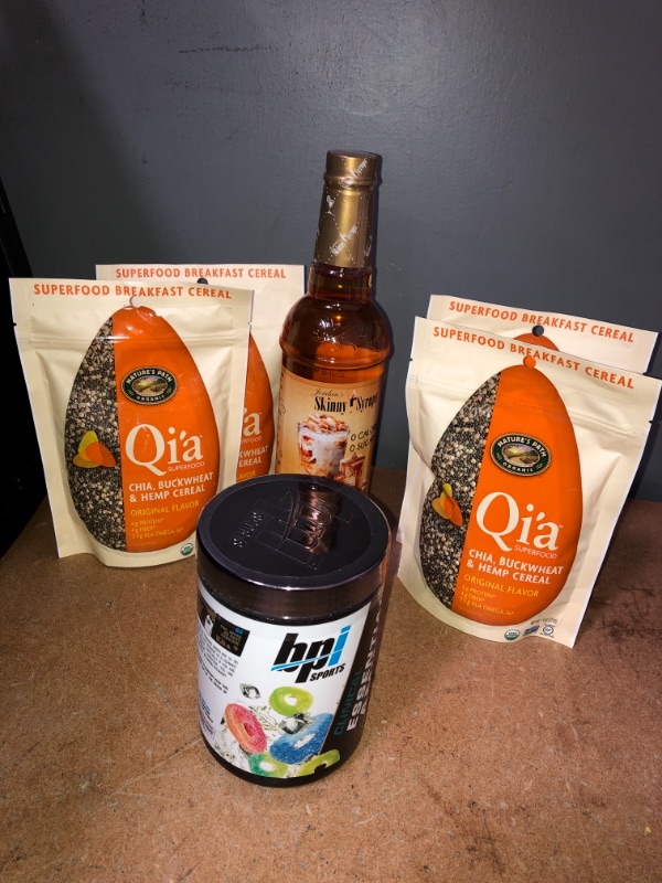 Photo 1 of *BUNDLE OF FOOD- OIA CHIA CEREAL BEST BY SEP/03/22-ESSENTIAL SMNOS BEST BY 11/22-CARAMEL SYRUP BEST BY 10/16/22*