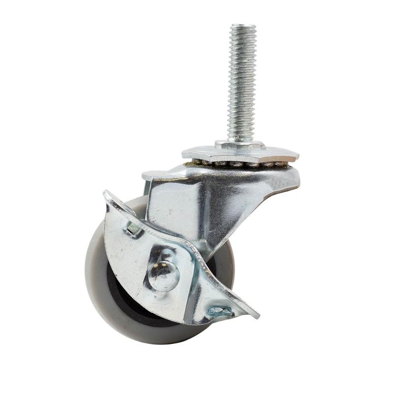 Photo 1 of 2 in. Medium Duty Gray TPR Swivel Stem Mount Caster with Brake 80 lbs. Weight Capacity
