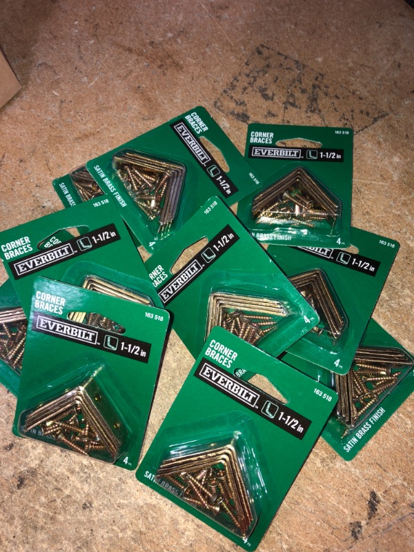 Photo 1 of 1-1/2 in. Satin Brass Corner Brace (4-Pack) 10 COUNT
