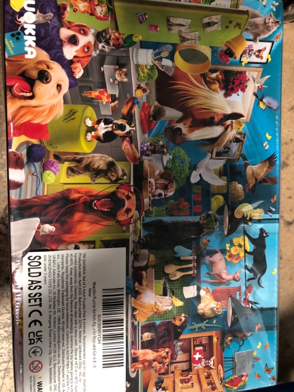 Photo 2 of 1000 Piece Jigsaw Puzzles for Adults - Set of 3 Puzzles for Men and Women by QUOKKA - Funny Animals for Kids Ages 8-12 and Up - Colourful Game with Cats Dogs Pets for Family
