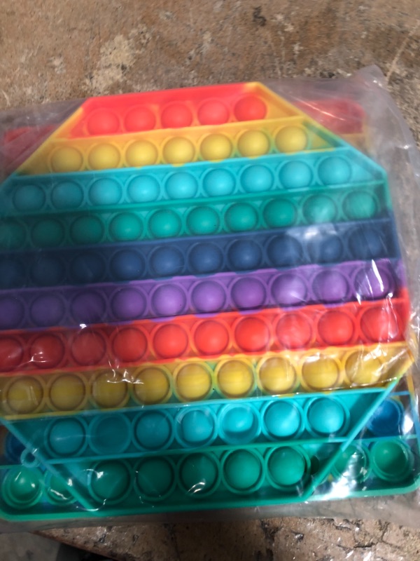 Photo 2 of 2 Packs Jumbo Toy for Kids Adult, Giant Huge Large Mega Big Press Pop Poppop Poop Popper Po it Sensory Austim Anxiety ADHD Stress Relie Game Square Octagon Tie dye Rainbow
