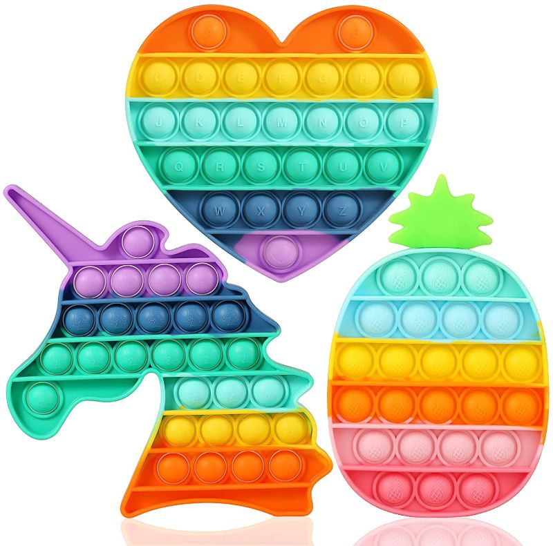 Photo 1 of 2- Fidget Toy with Popping Sound Rainbow Square Push Bubble Sensory Fidget Toys Pack for Anxiety & Stress Relief Autism Learning Materials,Squeeze Toy for Kids Teens Office Older