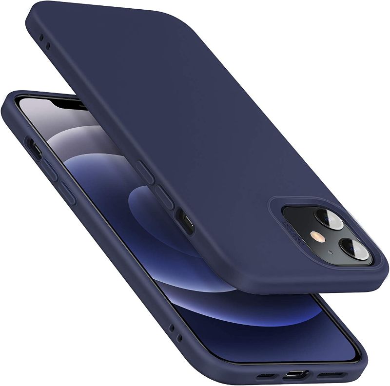 Photo 1 of ESR Premium Silicone Designed for iPhone 12 Case and iPhone 12 Pro Case, Shockproof Liquid Silicone Case (2020) [Soft Touch Gel Rubber] [Full-Body Protection] [Microfiber Lining], 6.1" - Navy Blue - PACK OF 2
