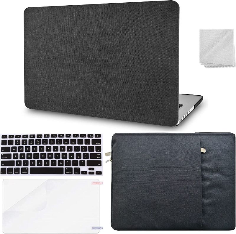 Photo 1 of KECC Compatible with MacBook Air 13 inch Case 2022 2021 2020 A2337 M1 A2179 Touch ID Plastic Hard Shell + Keyboard Cover + Sleeve + Screen Protector + Dust Cloth (Black Fabric)
