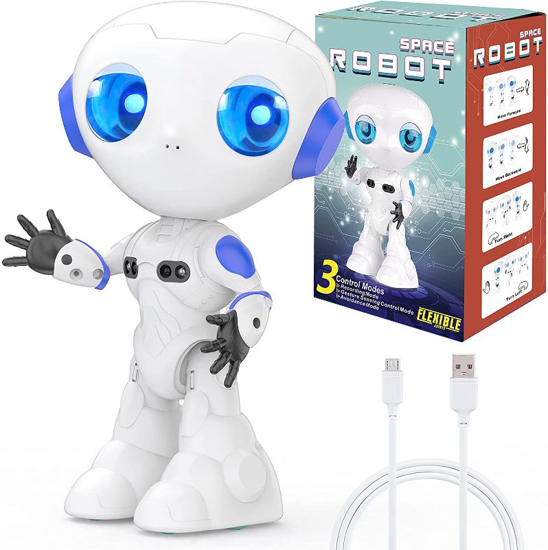 Photo 1 of [2022 New] Smart Robots Toy for Kids, with Talking Recording and Gesture Sensing Mini Robot Travel Toys for Stocking Stuffers Birthday Gift, Present for 3-9 Years Old Kids Boys Girls (White)

