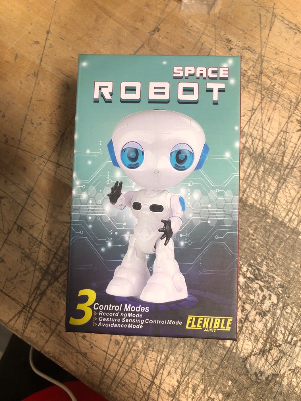 Photo 2 of [2022 New] Smart Robots Toy for Kids, with Talking Recording and Gesture Sensing Mini Robot Travel Toys for Stocking Stuffers Birthday Gift, Present for 3-9 Years Old Kids Boys Girls (White)
