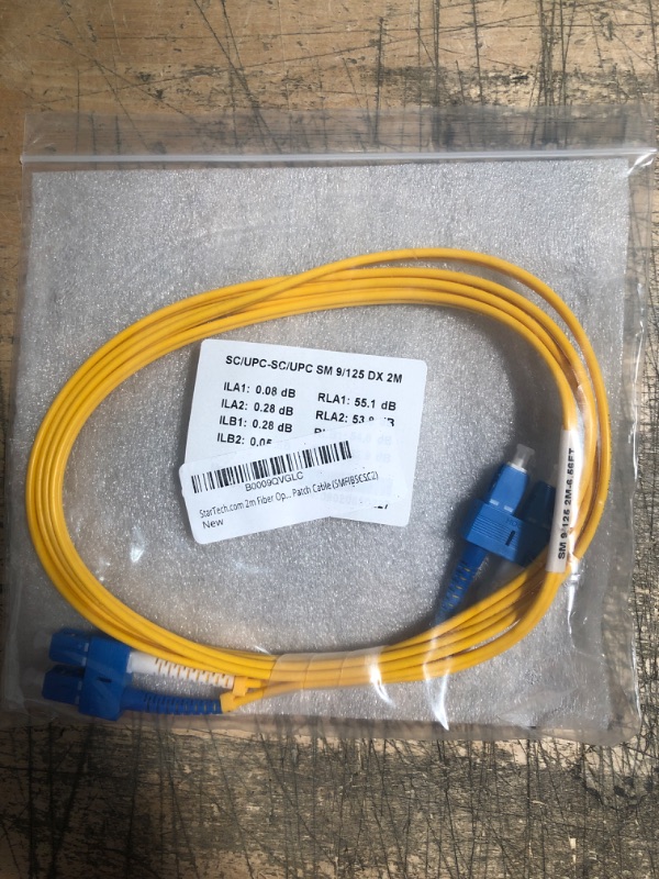 Photo 2 of StarTech.com 2m Fiber Optic Cable - Single-Mode Duplex 9/125 - LSZH - SC/SC - OS1 - SC to SC Fiber Patch Cable (SMFIBSCSC2)
