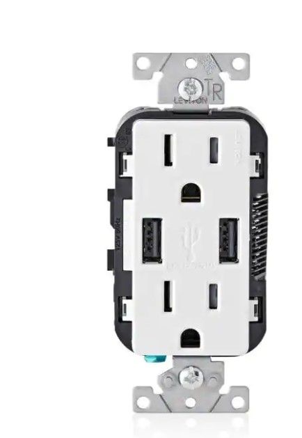 Photo 1 of 15 Amp Decora Combination Tamper Resistant Duplex Outlet and USB Charger, White (3-Pack)
