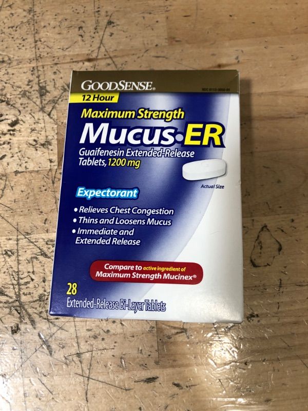 Photo 2 of ** EXP: 10/2022 **
GoodSense Maximum Strength Chest Congestion and Mucus Relief, Guaifenesin Extended-Release Tablets, 1200 mg, 28 Count