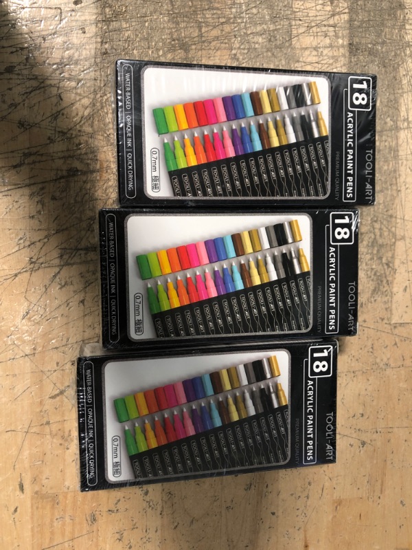 Photo 2 of ** SETS OF 3 **
Acrylic Paint Markers Paint Pens Assorted Vibrant Markers for Rock Painting, Canvas, Glass, Mugs, Wood, Ceramic, Fabric, Metal, Ceramics, Scrapbooking. Non Toxic, Quick Dry, Multi-Surface, Lightfast (18, ESSENTIALS, EXTRA-FINE)
